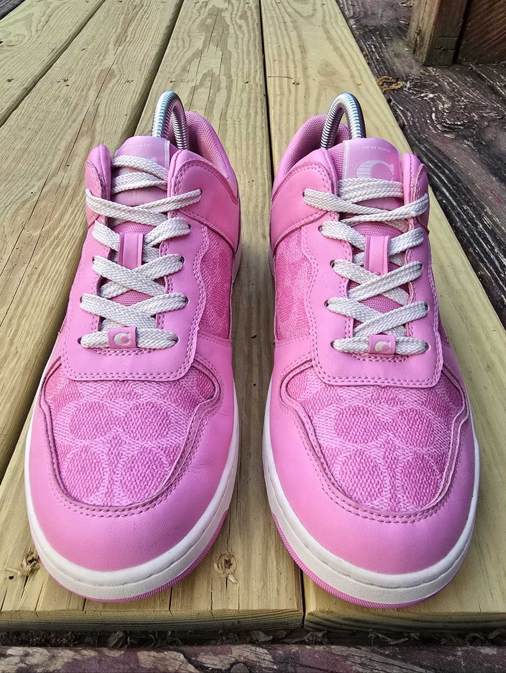 COACH Women's C201 Signature, Low Top Sneakers, Vivid Pink, Sz 8.5B - Picture 2 of 15